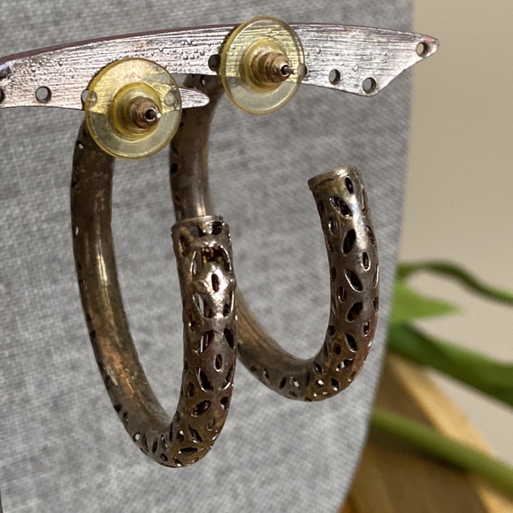 Vintage Hoops with Antique Silver Look - Picture 2 of 3